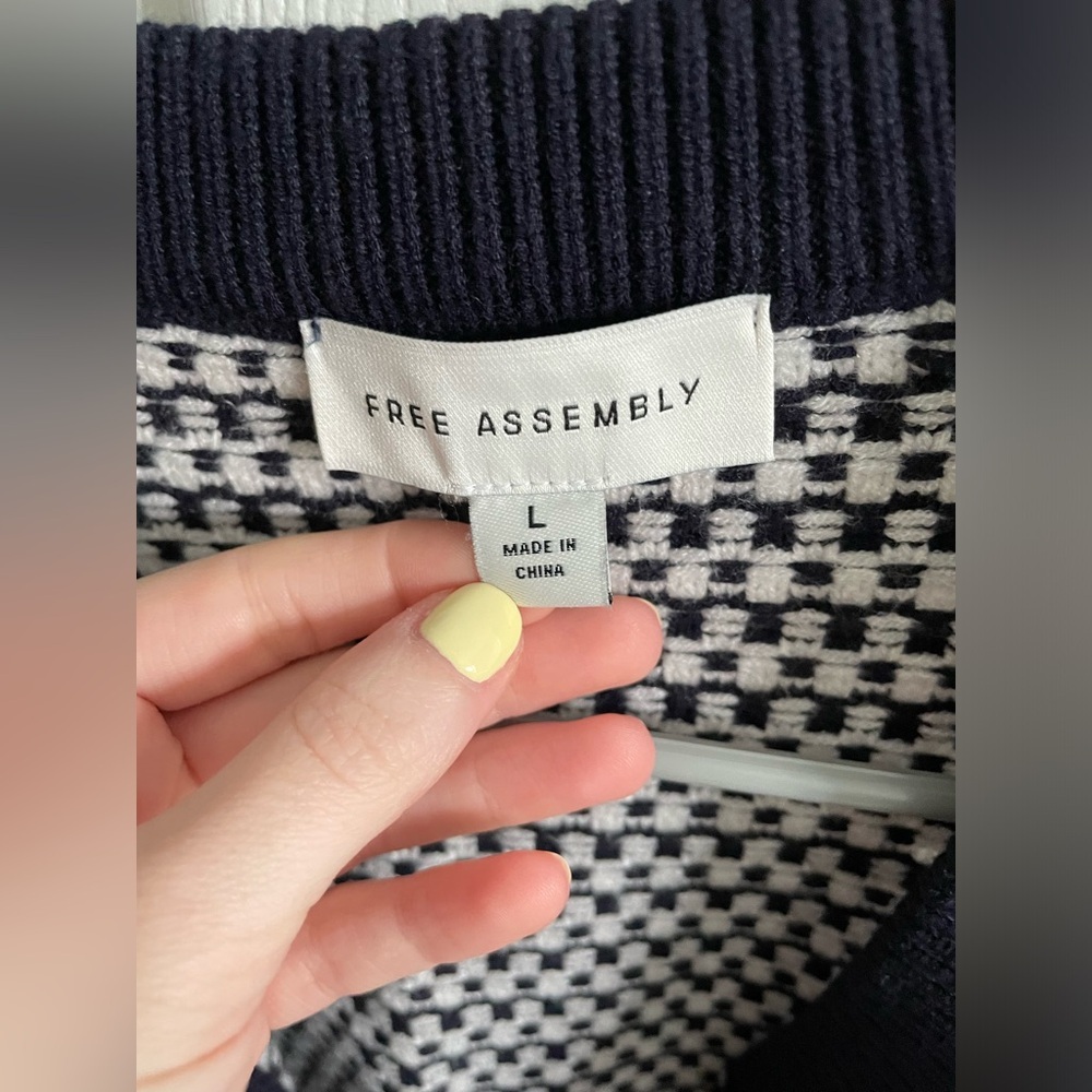 Navy and White Cardigan with Gold Accents - Picture 2 of 2